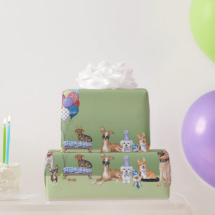 Papel De Regalo Fiesta del tema del perro Feliz cumpleaños
