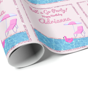 Papel De Regalo Fiesta en la Playa con Brillo Rosa