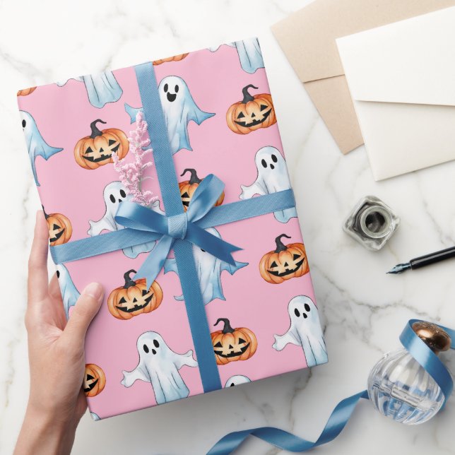 Papel De Regalo Fiesta Fantasma En Rosa (Regalar)