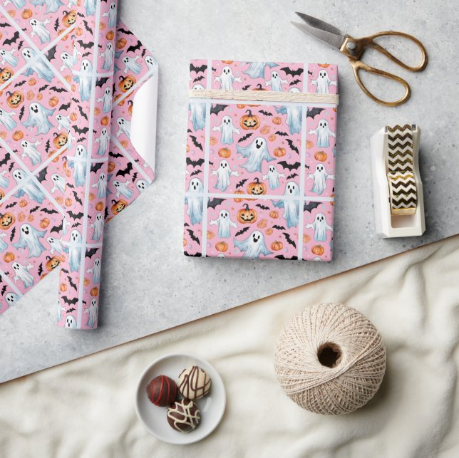 Papel De Regalo Fiesta Fantasma En Rosa (Artesanía)