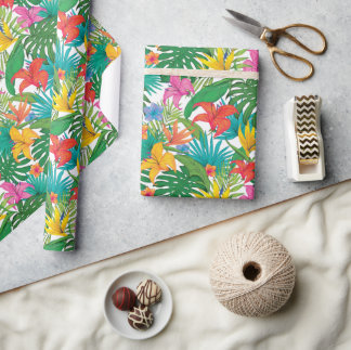 Papel De Regalo Fiesta Floral Tropical