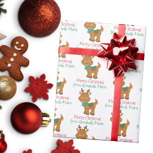 Papel De Regalo Fiesta infantil personalizada de Navidad con reno