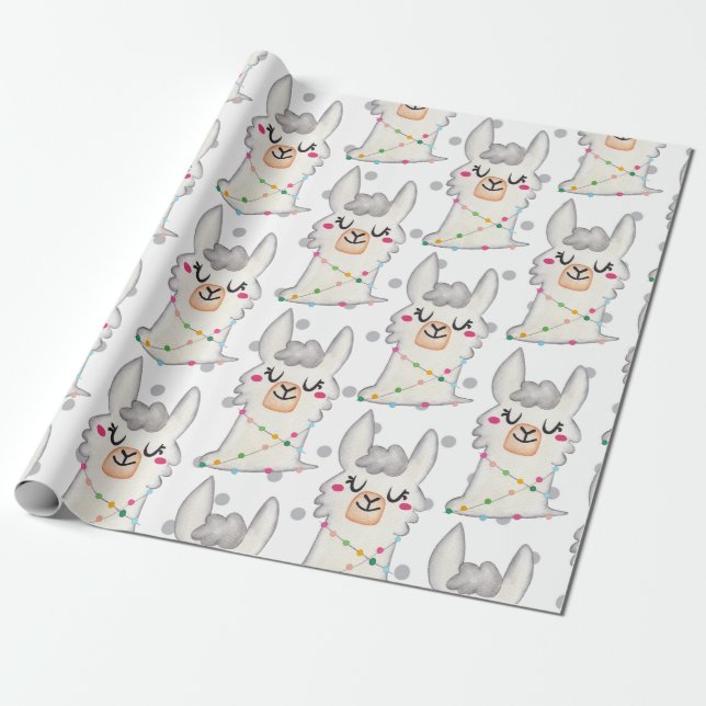 Papel De Regalo Fiesta Llama cute bebé recién nacido regalo (Desenrollado)