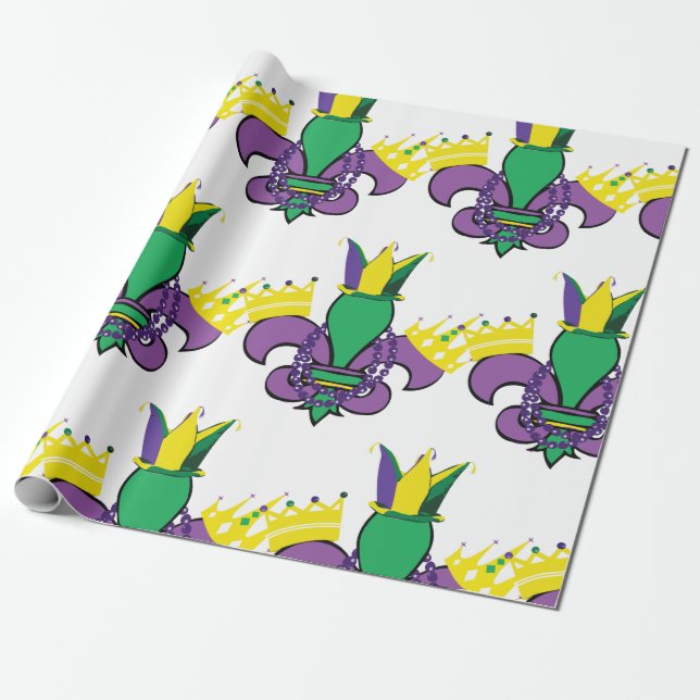 Papel De Regalo Fiesta Mardi Gras (Desenrollado)