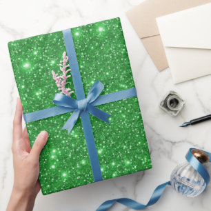 Papel De Regalo Fiesta moderna verde con brillo