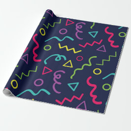 Papel De Regalo fiesta retro de neón de los ochenta con patrón Mem
