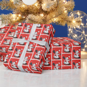 Papel De Regalo fiesta retro vintage de snowman