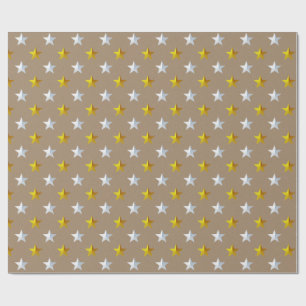 Papel De Regalo Fiesta Rustic Kraft Gold Silver Stars