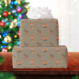 Papel De Regalo Fiesta Rústica de dos zorros