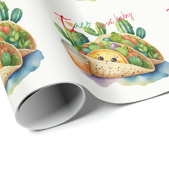 Papel De Regalo Fiesta Taco 'sobre Baby Shower Cute Fun Moderno (Esquina del rollo)