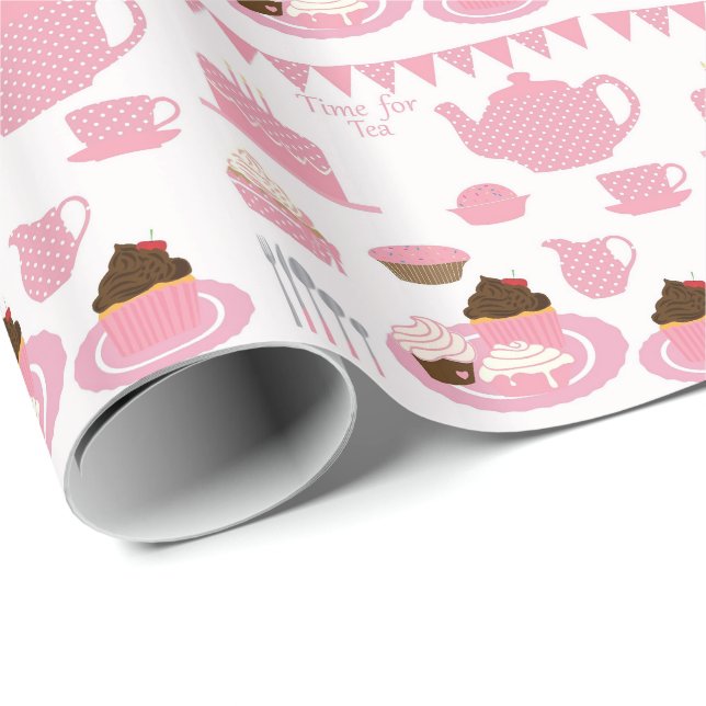 Papel De Regalo Fiesta Tea Rosa (Esquina del rollo)