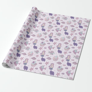 Papel De Regalo Fiesta temática de la sirena Pastel Pink Birday