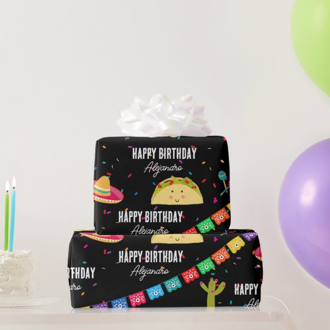 Papel De Regalo Fiesta temática mexicana - Taco sobre fiesta de cu (Regalos de fiesta)