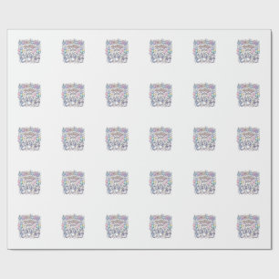 Papel De Regalo Fiesta Unicornio Penguicornio Vector Premium Vecto