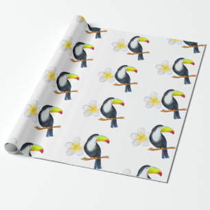 Papel De Regalo Fiesta Veraniega Acuarela Tropical Tucán