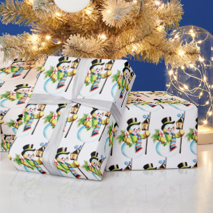 Papel De Regalo fiesta vintage de snowman