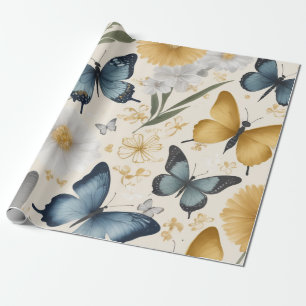 Papel De Regalo Fiestas de jardín singulares cintas doradas y plat