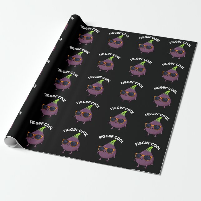 Papel De Regalo Figgin Guay Funny Fig Food Pun Dark BG (Desenrollado)