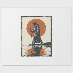 Papel De Regalo Figura caminando vintage reflejo de la puesta del 