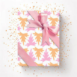 Papel De Regalo Fila de Acanto en Rosa y Naranja