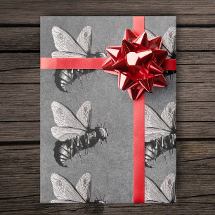 Papel De Regalo Filas de calaveras de abejas góticas espeluznantes