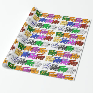Papel De Regalo Filas de patrón de gatito de gatitos de Navidad