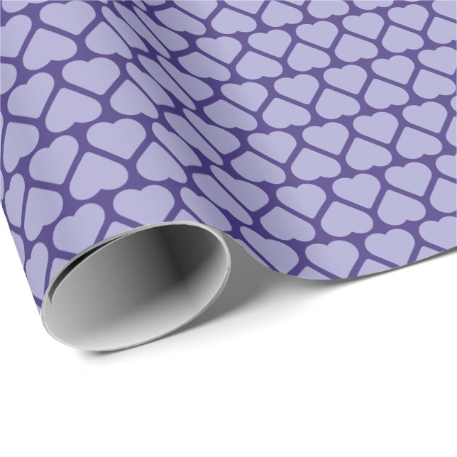 Papel De Regalo Filas Simples de Corazones de Lavanda Pequeños sob (Esquina del rollo)