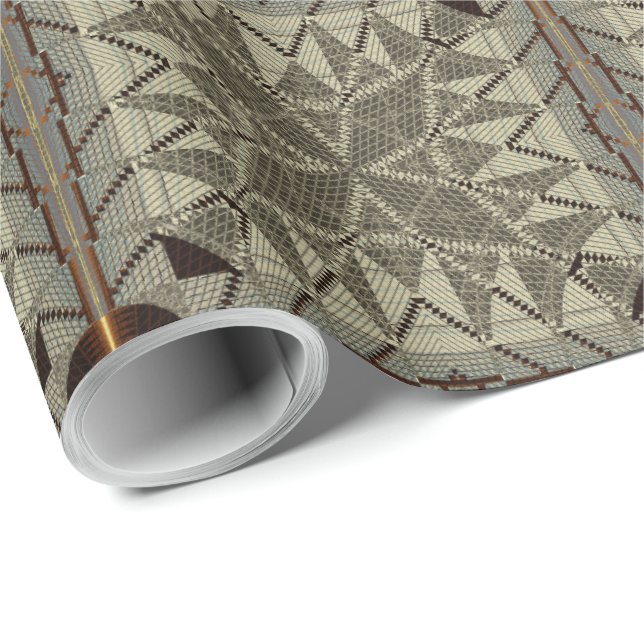 Papel De Regalo Filiglés plateado con patrón cruzado de oro (Esquina del rollo)