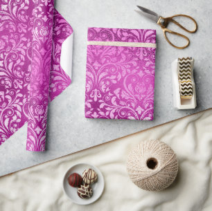 Papel De Regalo Filigrana de brillo rosa magenta elegante