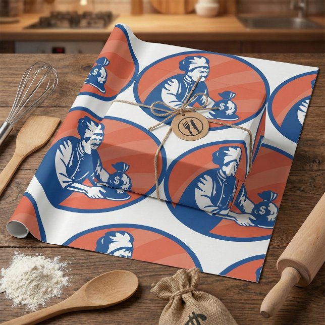 Papel De Regalo Finanzas de restaurantes con chef sosteniendo bols (Subido por el creador)