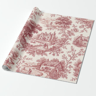 Papel De Regalo Finca Romántica Campestre de Toile de Jouy Borgoña