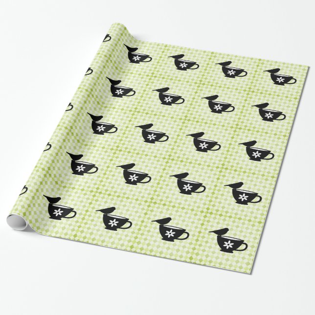 Papel De Regalo Finch on Teacup Silhouette (Desenrollado)