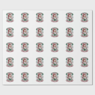 Papel De Regalo Fino viejo Santa Claus de Navidad árboles copos de