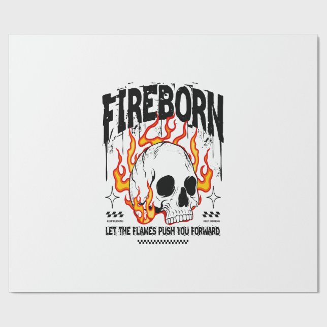 Papel De Regalo Fireborn Skull Urban Streetwear (Superficie plana)