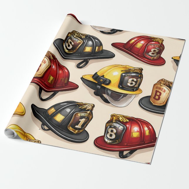 Papel De Regalo Firefighter helmet pattern fire station wrap (Desenrollado)