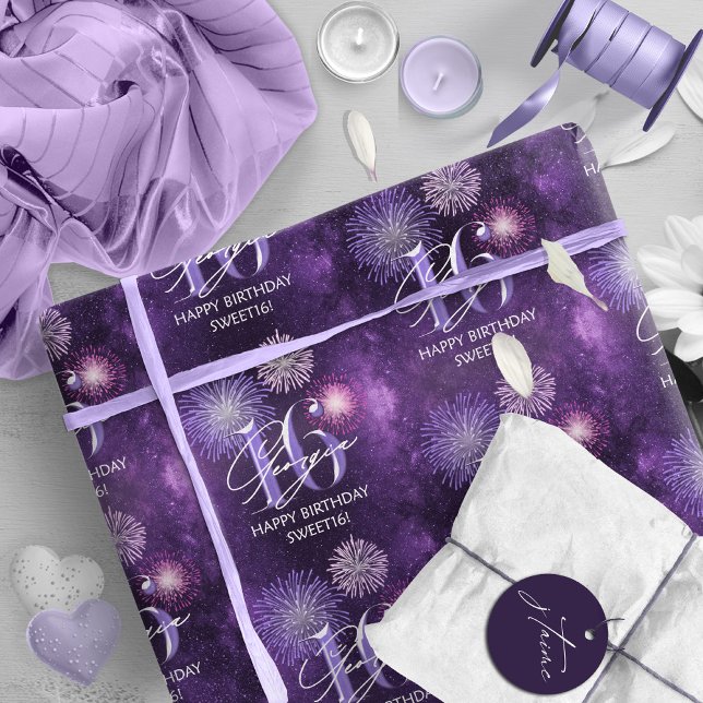 Papel De Regalo Fireworks Sweet 16 Purple ID984 (Subido por el creador)