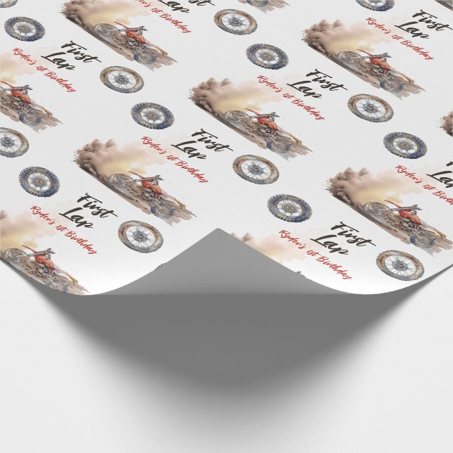 Papel De Regalo First Lap Little Racer 1st Birthday (Esquina)