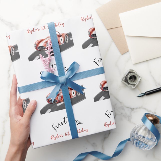 Papel De Regalo First Lap Race Car 1st Birthday  (Regalar)