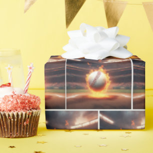 Papel De Regalo Flamante Béisbol En El Estadio