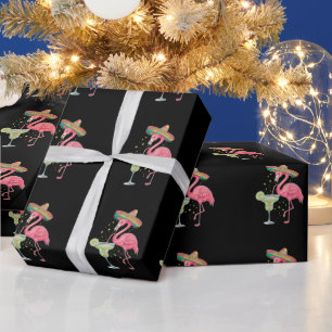 Papel De Regalo Flamenco bebiendo Margarita divertido Poncho mexic