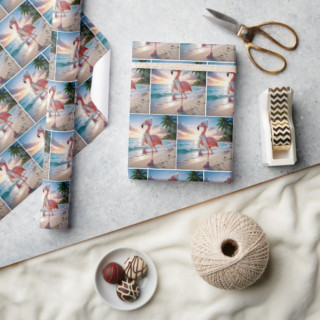 Papel De Regalo Flamenco con Bufanda y Botas Rosas (Artesanía)