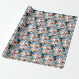 Papel De Regalo Flamenco con Bufanda y Botas Rosas