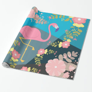 Papel De Regalo Flamenco floral femenino rosado lindo elegante de