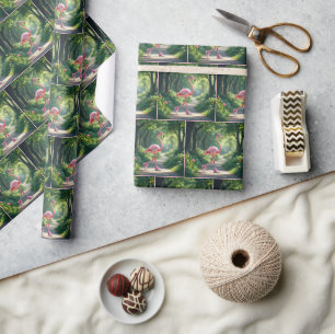 Papel De Regalo Flamenco que Lleva Zapatillas Rosas y Auriculares
