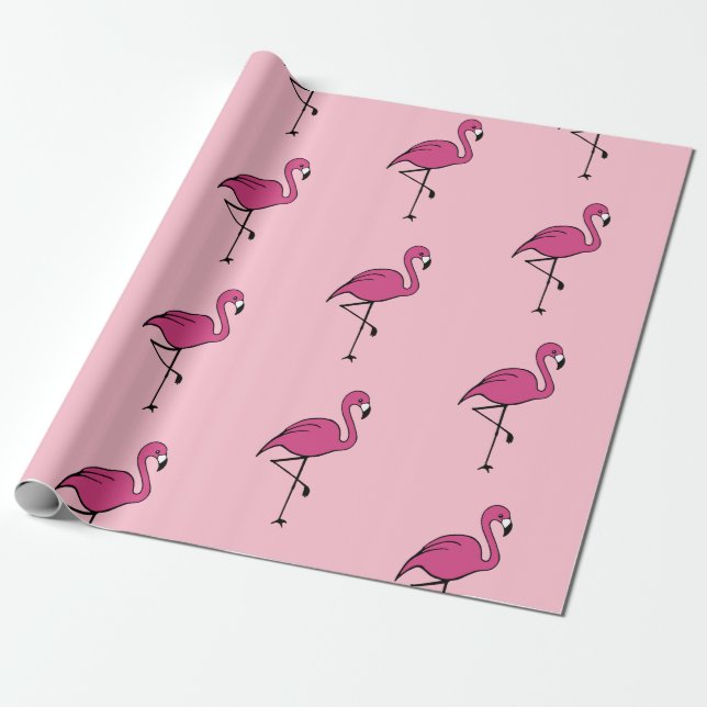 Papel de regalo flamenco rosa brillante (Desenrollado)