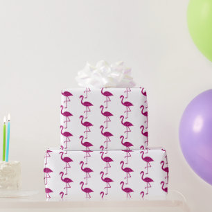 Papel De Regalo Flamenco rosa brillante patrón de purpurina blanca