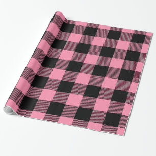 Papel De Regalo Flamenco Rosa Negro Gigante Buffalo Cuadros Leñado