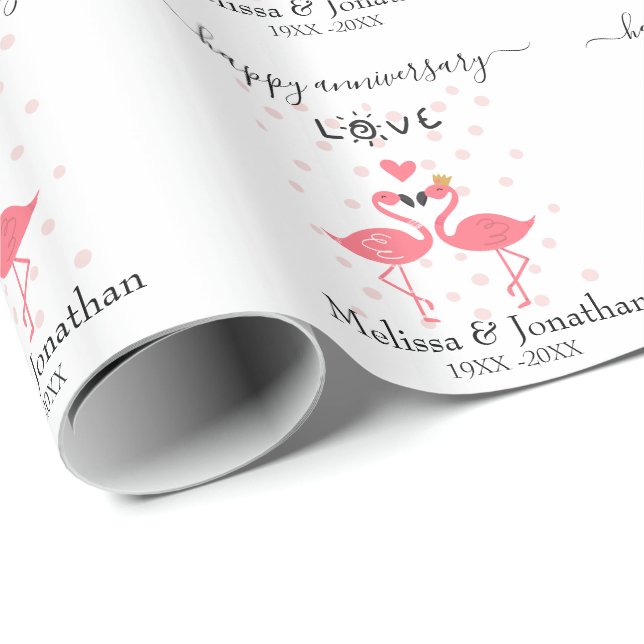 Papel De Regalo Flamencos en el Aniversario del Amor (Esquina del rollo)