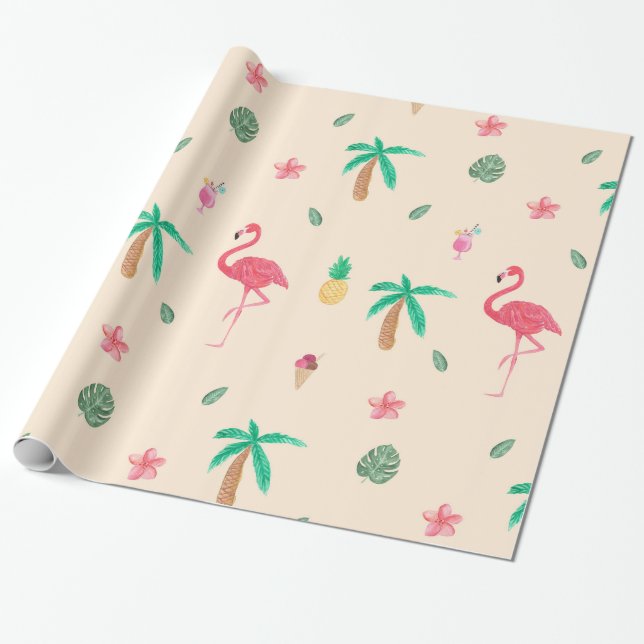 Papel De Regalo Flamencos en el verano (Desenrollado)