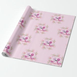 Papel De Regalo Flamencos gemelos en rosa